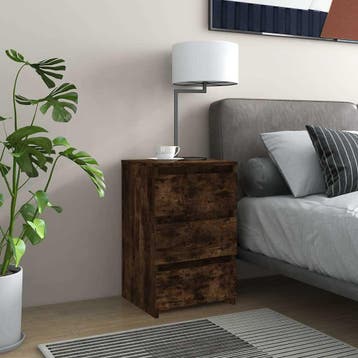 vidaXL Nachtkastje 40x35x62,5 cm bewerkt hout gerookt, Minder dan 45 cm, Verzenden, Nieuw, 55 tot 70 cm