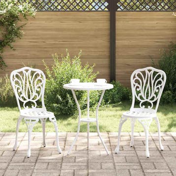 vidaXL Tuin Bistro Set 3 st Wit Aluminium, Tuin en Terras, Verzenden, Nieuw, Aluminium, 3 zitplaatsen