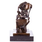 Figuur - Bronzefigur Denker Skelett 22CM - Brons, Marmer