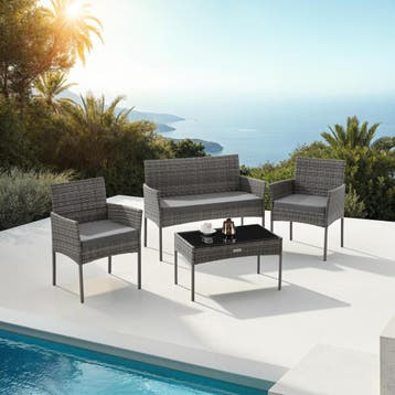 Wicker tuinset Palese voor 4 personen - grijs, Tuin en Terras, Verzenden, Nieuw