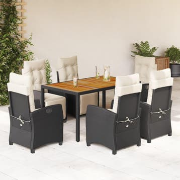 vidaXL Patio Dining Set 6 st 6-zits Black and Cream, Tuin en Terras, Verzenden, Nieuw, 6 zitplaatsen