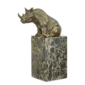 A BRONZE SCULPTURE OF A SITTING RHINOCEROS (Interieur), Verzenden, Nieuw