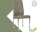Leren eetkamerstoel Comfort met wieltjes - Granada Steel, Nieuw, Leer, Ophalen of Verzenden, Eén