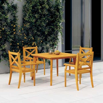 vidaXL 5-delige Tuinset massief acaciahout, Tuin en Terras, Tuinsets en Loungesets, 4 zitplaatsen, Nieuw, Tuinset, Verzenden