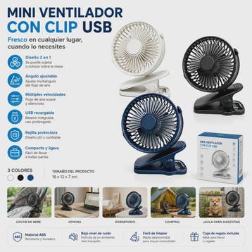 Mini Clip-On Ventilator USB Oplaadbaar - Draagbaar, Instelba, Verzenden, Nieuw