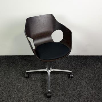 Verrijdbare Houten Kuipstoel, Ophalen of Verzenden, Gebruikt, Bruin