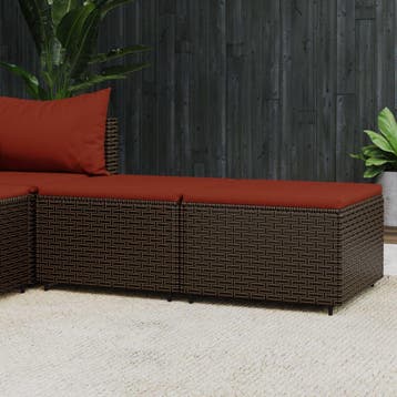 vidaXL Voetensteunen 2 st met kussens poly rattan bruin, Verzenden, Nieuw