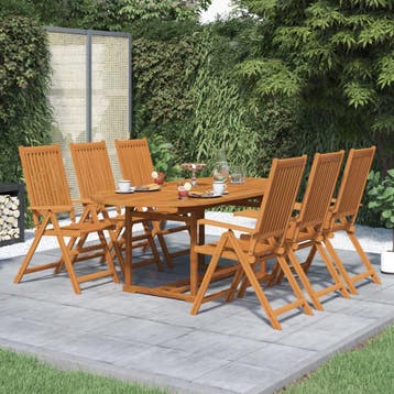 vidaXL 7-delige Tuinset massief acaciahout 150-200 cm, Verzenden, 6 zitplaatsen, Nieuw, Tuinset