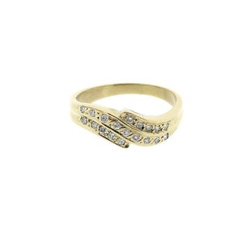 Gouden ring met diamanten; 0,095 ct., Gebruikt, Ophalen of Verzenden, Kleiner dan 17, Met edelsteen