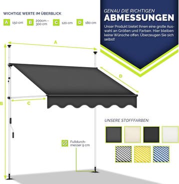 Klemluifel - Balkon luifel - Verticale luifel - 150 cm - Gri, Verzenden, Zo goed als nieuw
