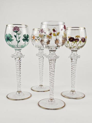 Pot (4) - Glas - Emaille-schilderkunst vintage