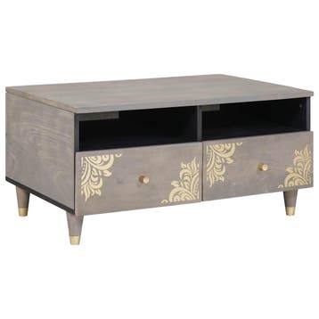 vidaXL Salontafel met lade Grijs 80 x 54 x 40 cm Massief, Huis en Inrichting, Verzenden, Nieuw, Overige houtsoorten, 50 tot 100 cm