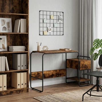 vidaXL Bureau met opbergruimte Gerookt eiken 131,5 x 50 x, Verzenden, Nieuw