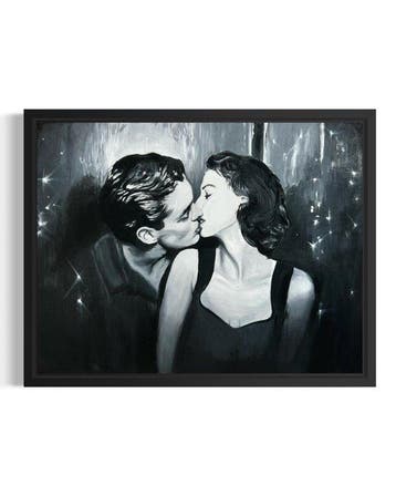 Virginie - Photo Booth Kiss - peinture originale sur toile, Antiek en Kunst