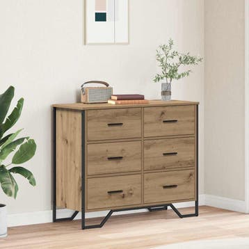 vidaXL Ladekast 6-Lade Artisan Eiken 91 x 35,5 x 74,5 cm, Kinderen en Baby's, Kinderkamer | Commodes en Kasten, Verzenden, Nieuw