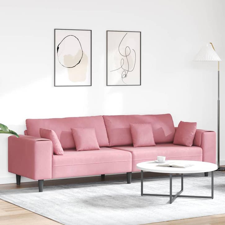 vidaXL Bank Roze 250 x 77 x 76 cm Fluweel, Huis en Inrichting, Banken | Bankstellen, Nieuw, Minder dan 150 cm, Stof, Verzenden