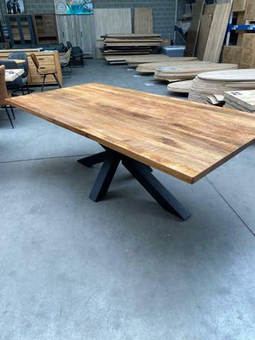 Marc eettafel, mangohout + RVS onderstel (nieuw, outlet), Nieuw, Overige houtsoorten