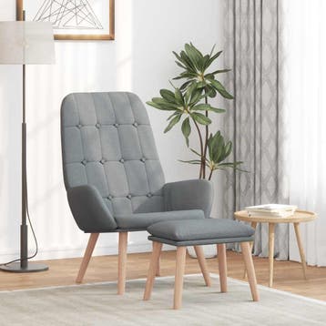 vidaXL Relaxstoel met voetenbankje stof lichtgrijs, Verzenden, Nieuw