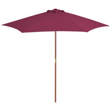 vidaXL Parasol met houten paal 270 cm bordeauxrood, Verzenden, Nieuw, 2 tot 3 meter