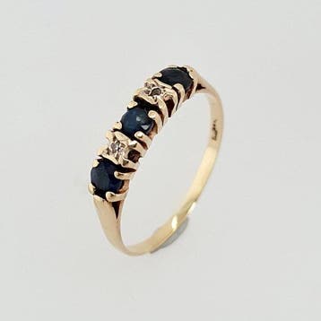 Ring - 14 karaat Geel goud Saffier - Diamant, Nieuw