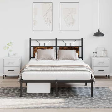 vidaXL Bedframe zonder matras hout gerookt eikenkleurig, Bruin, Verzenden, Nieuw, Twijfelaar
