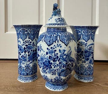 Mosa, Maastricht - dekselvaas (3) - Aardewerk - Delftsblauw