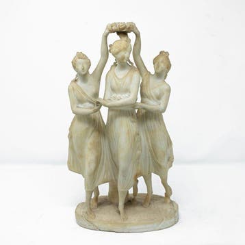 Scuola italiana (XIX) - sculptuur, Le tre Grazie - 33 cm -, Antiek en Kunst