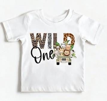 Eerste verjaardag t-shirt Wild One Jungle, Kinderen en Baby's, Ophalen of Verzenden, Nieuw, Jongetje of Meisje, Shirtje of Longsleeve