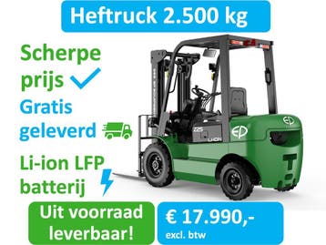 Heftruck | 2.500 kg | 4800 mm | Sideshift | Geveerde stoel, Heftruck, Elektrisch, 2000 tot 3000 kg, Verzenden