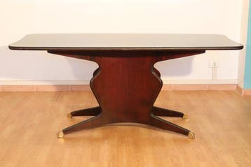 Osvaldo Borsani - Eettafel - Glas, Hout, Messing, Antiek en Kunst