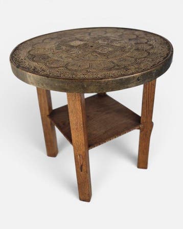 Salontafel - Koper, Eik - Koperen blad