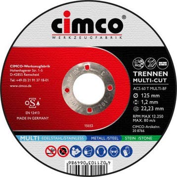 Cimco slijpschijf 125mm multicut steen-inox-staal, Ophalen of Verzenden, Nieuw