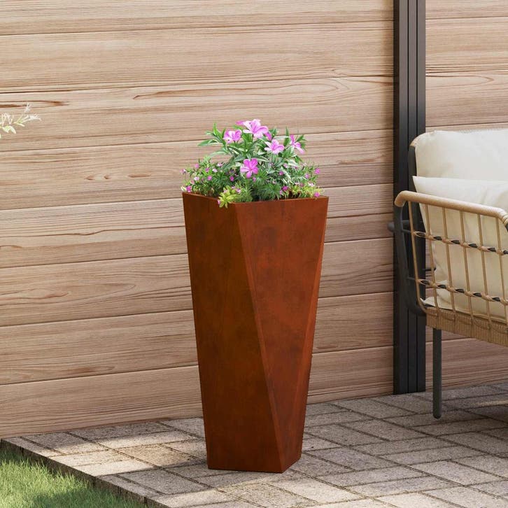vidaXL Plantenbak Roestig 30 x 30 x 75 cm weervast staal, Tuin en Terras, Bloembakken en Plantenbakken, Minder dan 60 cm, Nieuw