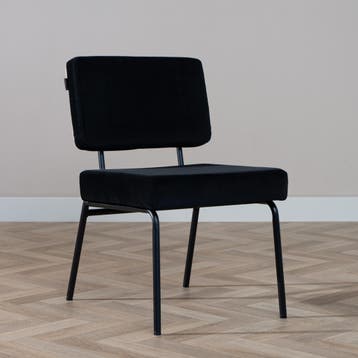 50% Korting: Velvet eetkamerstoel Espen zwart, Ophalen, Zwart, Velvet chique, Modern, Zo goed als nieuw