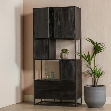 Vakkenkast Mangohout Brendon 90 cm, Huis en Inrichting, Kasten | Boekenkasten, Verzenden, Nieuw, Overige houtsoorten, Industriële meubels