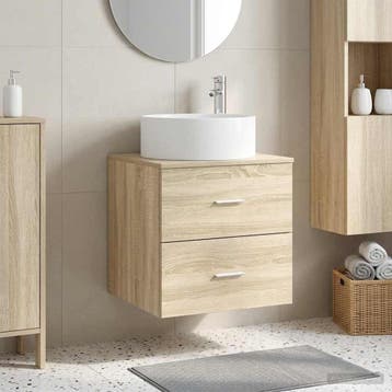 vidaXL Wandgemonteerde wastafelmeubel Sonoma Eiken, Huis en Inrichting, Verzenden, Nieuw