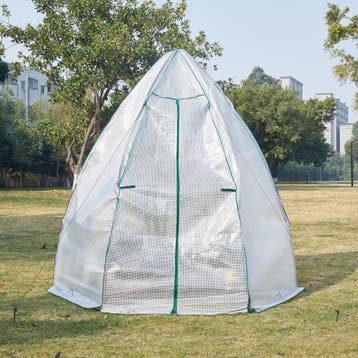 [en.casa] Tuinkas Hunze foliekas 200xØ240 cm wit en groen, Verzenden, Nieuw