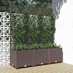 vidaXL Plantenbak met trellis bruin 120x40x136 cm PP, Tuin en Terras, Kunststof, 100 cm of meer, Verzenden, Nieuw