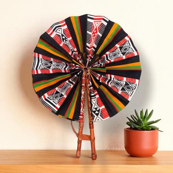 Afrikaanse handwaaier - Ankara print waaier - Zwart Wit Kwam, Ophalen of Verzenden, Nieuw