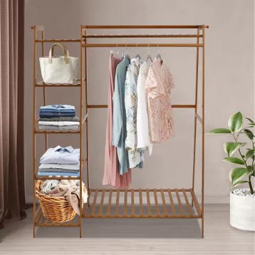 Bamboe Kledingrek – Open Wardrobe met Planken 110×40×140 cm, Verzenden, Nieuw