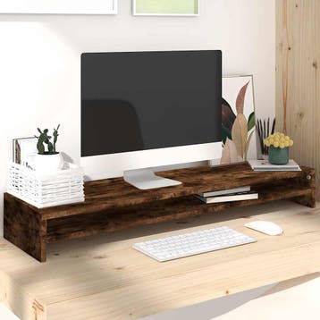 vidaXL Monitorstandaard 100x24x13 cm bewerkt hout gerookt, Verzenden, Nieuw