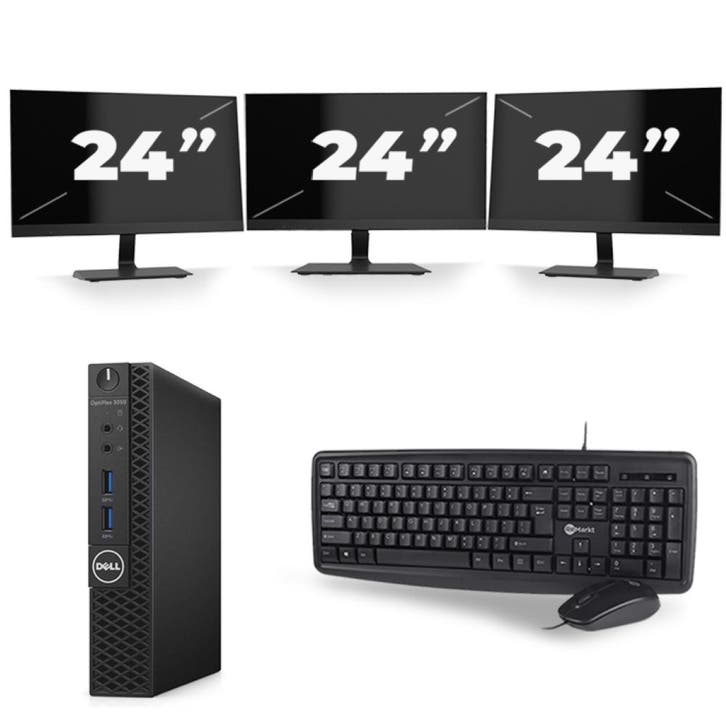 Dell OptiPlex 3070 Micro  -   i3-9e  - 8GB  - 256GB  + 3x 24, Computers en Software, Desktop Pc's, SSD, Refurbished, Verzenden
