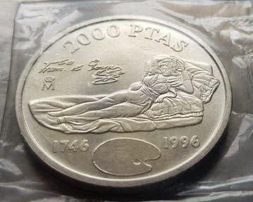 Spanje. Juan Carlos I. 2000 Pesetas 1996. La Maja Vestida