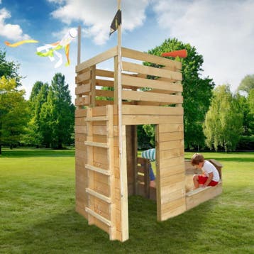 Soulet Piratenschip Speelhuis Hout met Zandbak en Klimmuur -, Verzenden, Nieuw