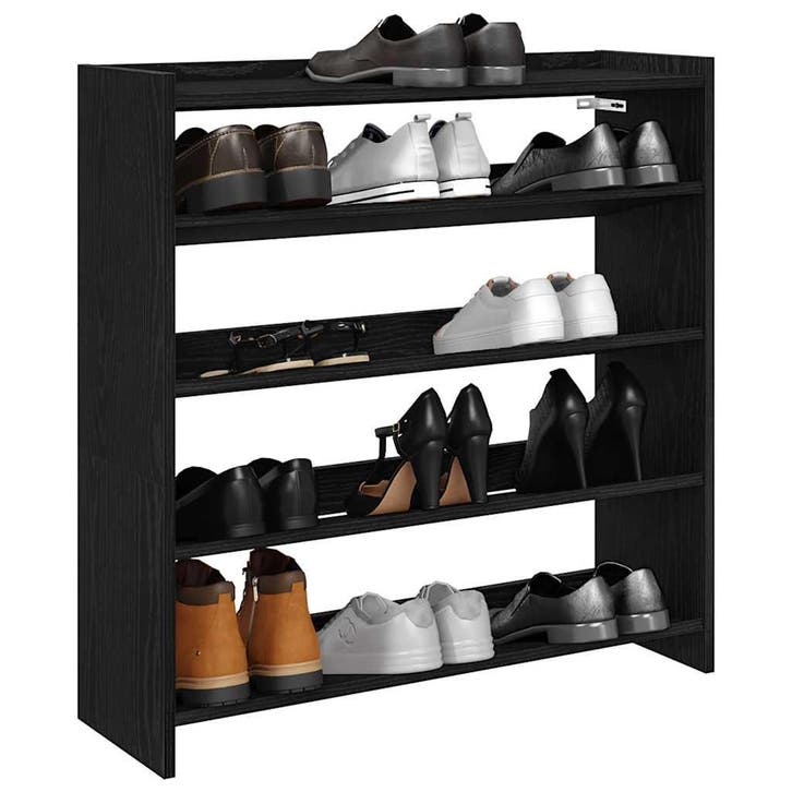 vidaXL Schoenenrek 80x25x81 cm bewerkt hout zwart, Huis en Inrichting, Kasten | Schoenenrekken, Nieuw, Verzenden