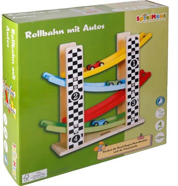 Vedes houten speelgoedbaan met autos - kleurrijke racebaan, Ophalen of Verzenden, Nieuw