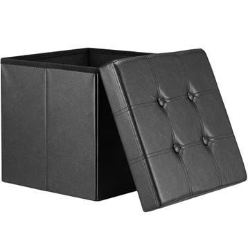 Poef Zwart kunstleer 38x38x38cm inklapbaar (Stoelen), Verzenden, Nieuw