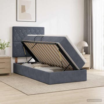 vidaXL Opslag bed met matras Donkergrijs 100 x 200 cm, Verzenden, Nieuw, Stof