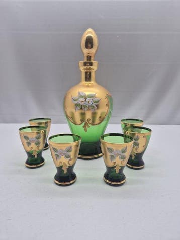 Drankservies (7) - Glas, Verguld - Stile Murano Tre Fuochi