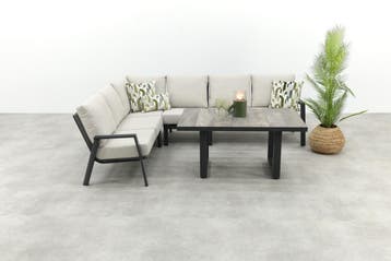 VDG Lagos/Darwin lounge dining set - antraciet - links &, Tuin en Terras, Tuinsets en Loungesets, Verzenden, Nieuw, Overige materialen